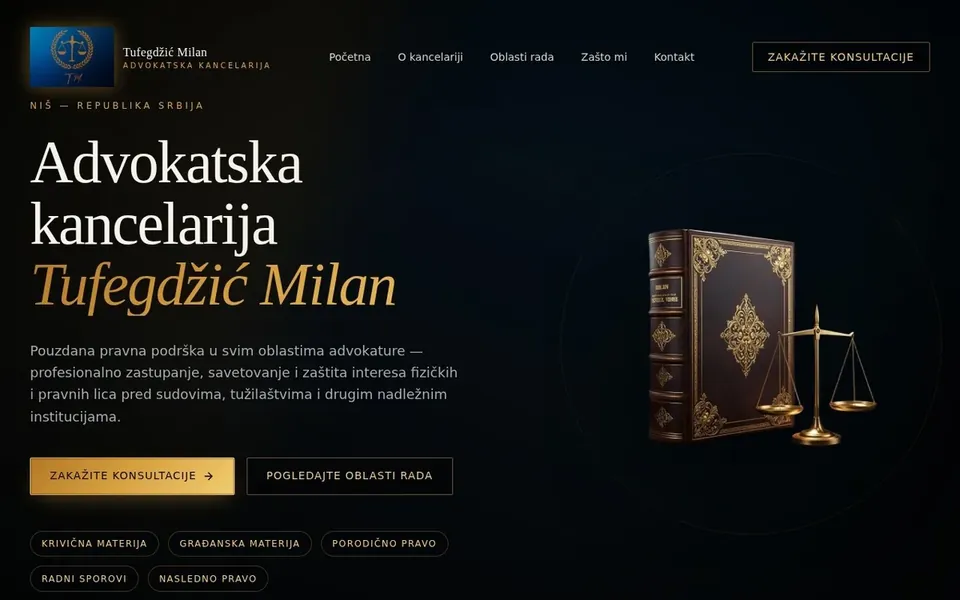 Advokat Tufegdžić – profesionalan sajt za advokatsku kancelariju i pravne usluge