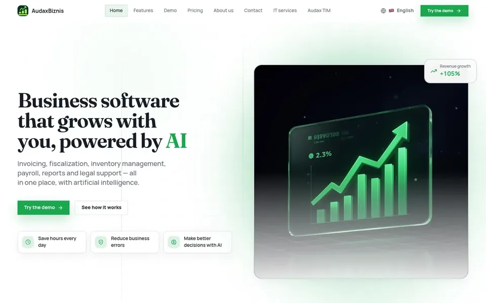 Audax Biznis – moderan poslovni sajt za digitalna rešenja