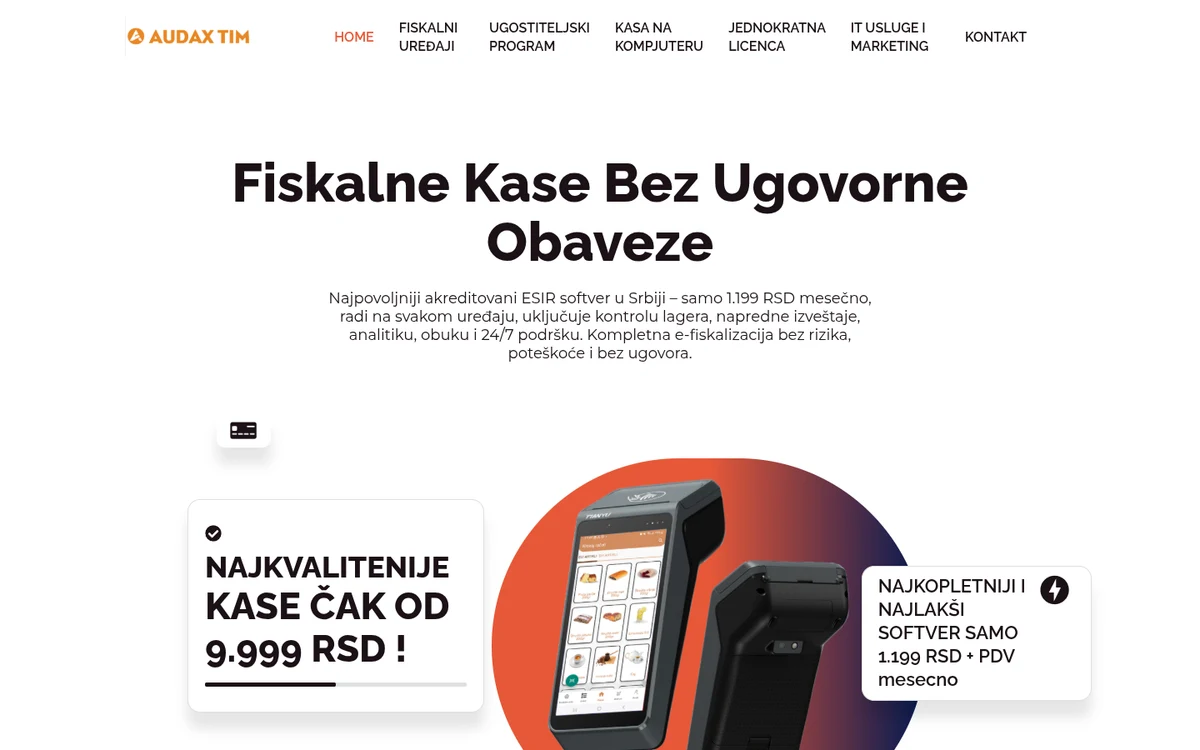 Audax Fiskal – sajt za fiskalizaciju i poslovni softver