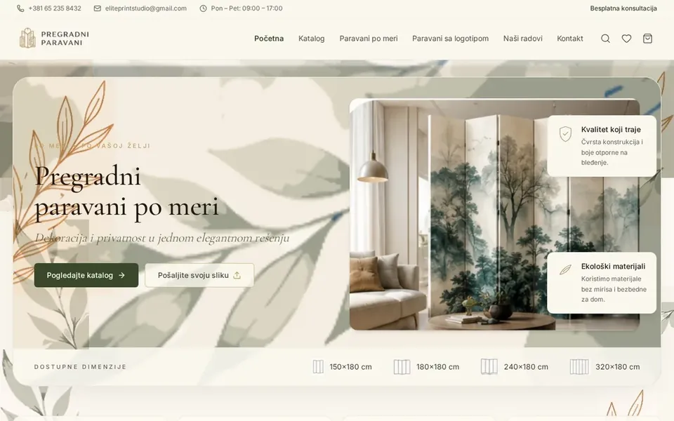 Pregradni Paravani – moderan sajt za pregradne sisteme i enterijer