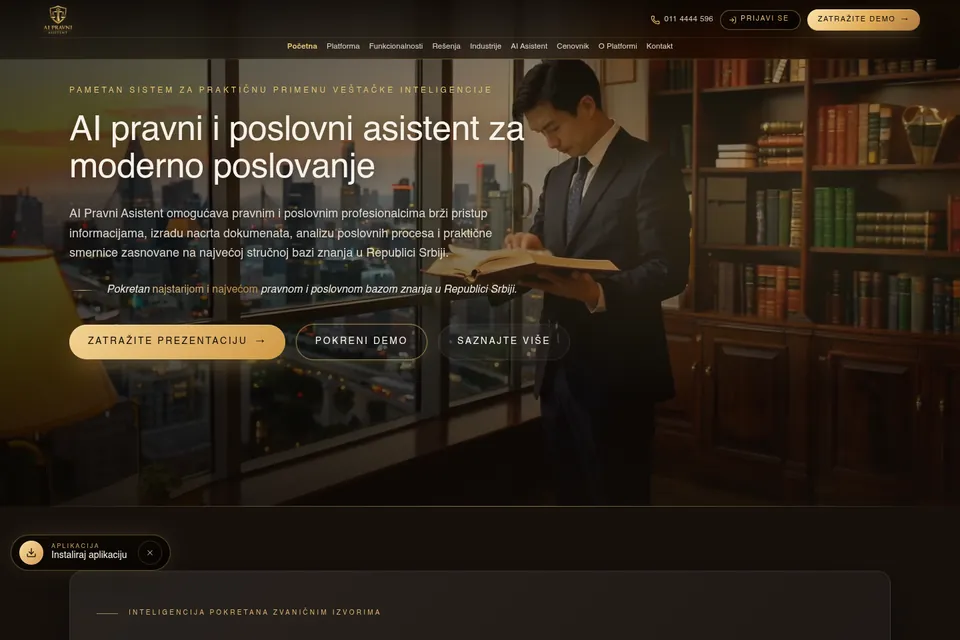 AI legal assistant website homepage