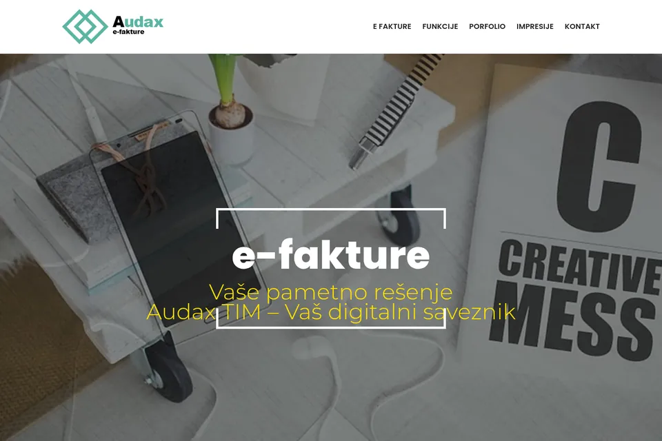 Audax eFakture website homepage